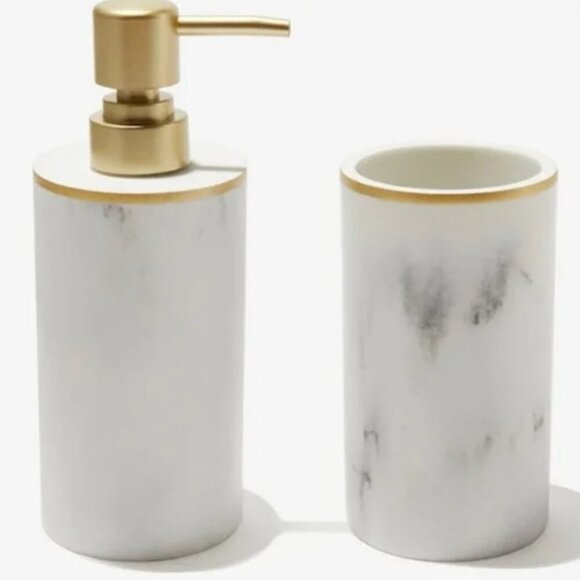 New - Sunday Citizen resin bath set 11oz soap dispenser & 11oz toothbrush holder - Picture 3 of 6